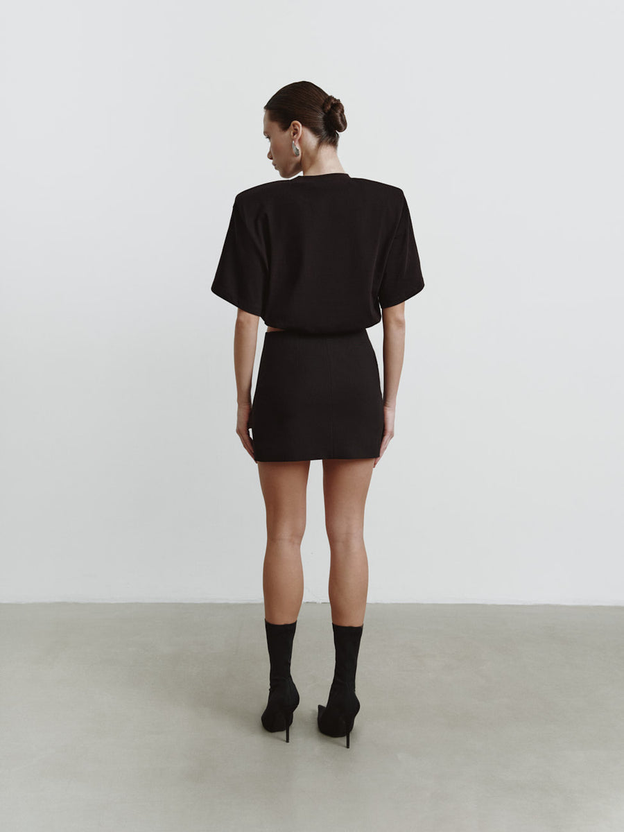 Mini skirt with a decorative neckline