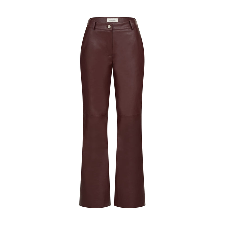 Straight-cut eco-leather trousers