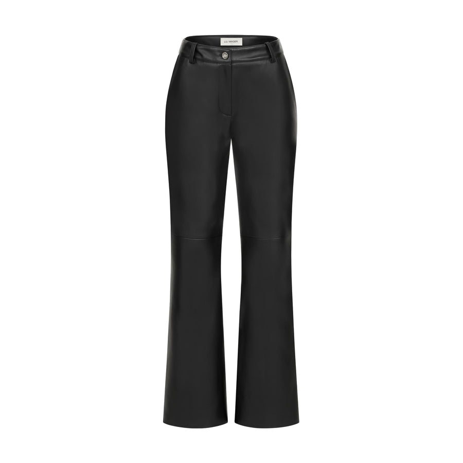 Straight-cut eco-leather trousers