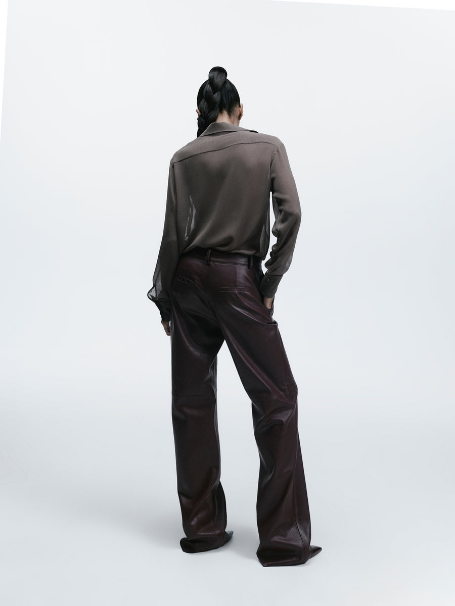 Straight-cut eco-leather trousers